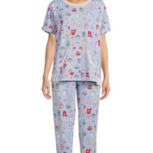 Pajama Top, Joggers and Makeup Bag/Large